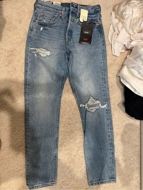 Levi's Light Blue Distressed Mom Jeans